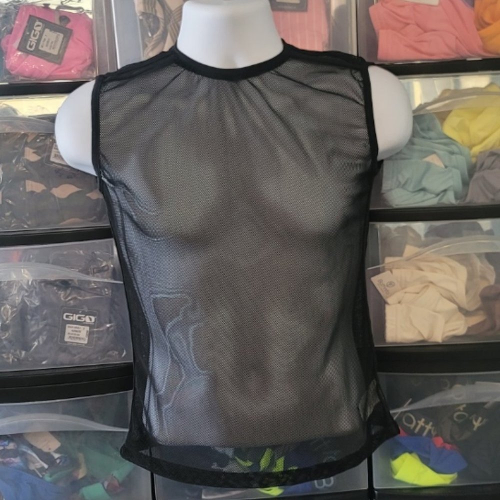 DALE MAS BLACK MESH MUSCLE SHIRT WITH BLACK TRIM